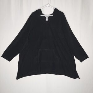Catherines Hooded Fleece Sweatshirt Womens 3X 26W 28W Black Stretch Pocket